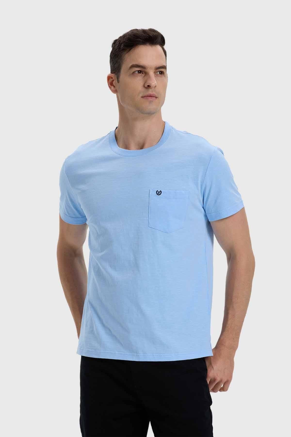 Polera Hombre Con Bolsillo Celeste-0