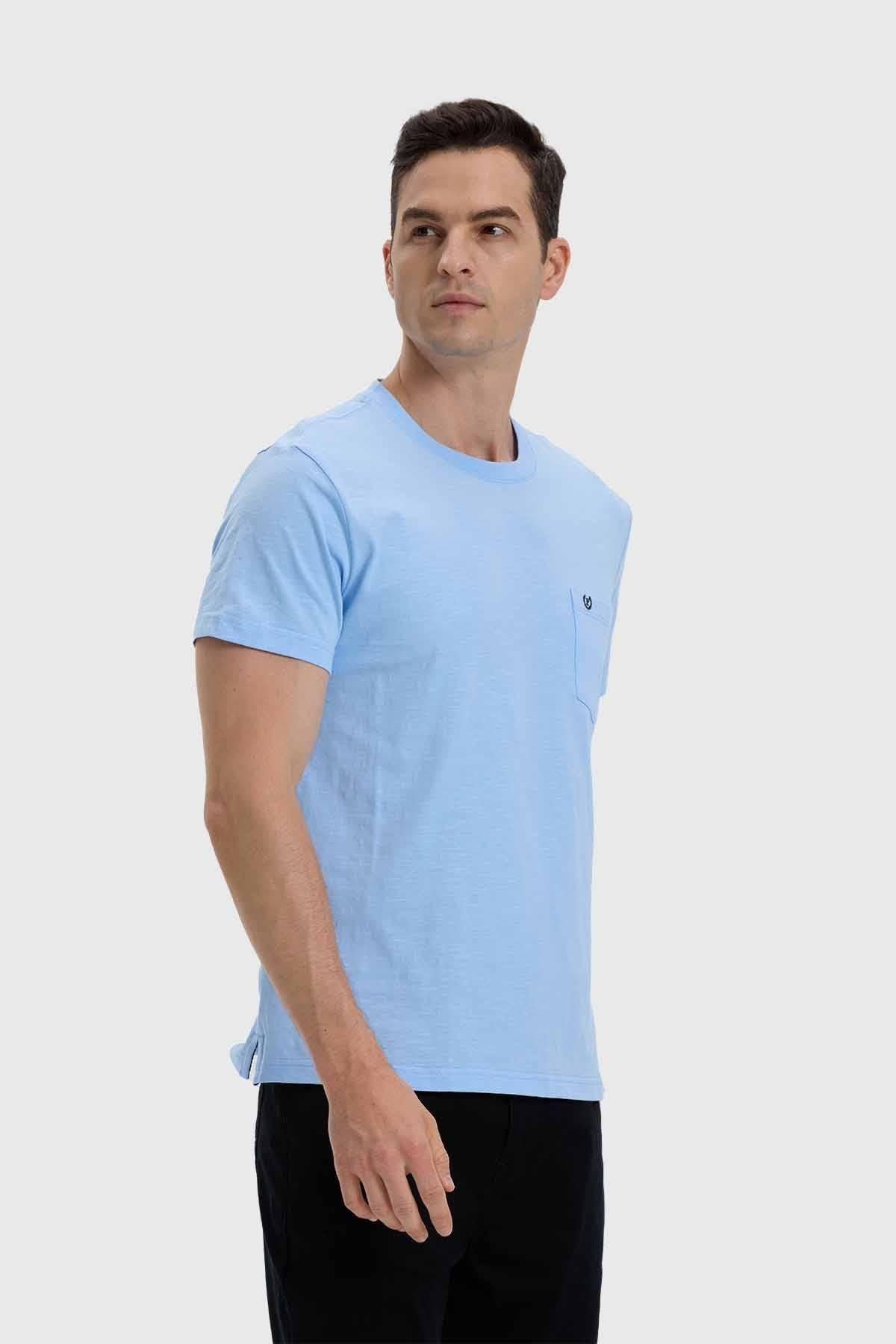 Polera Hombre Con Bolsillo Celeste-1