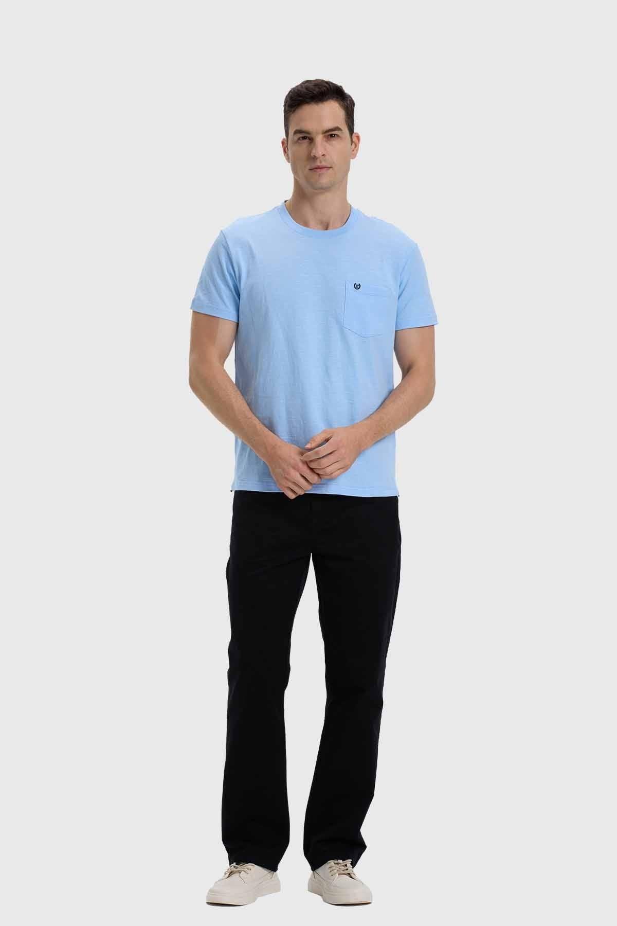 Polera Hombre Con Bolsillo Celeste-3
