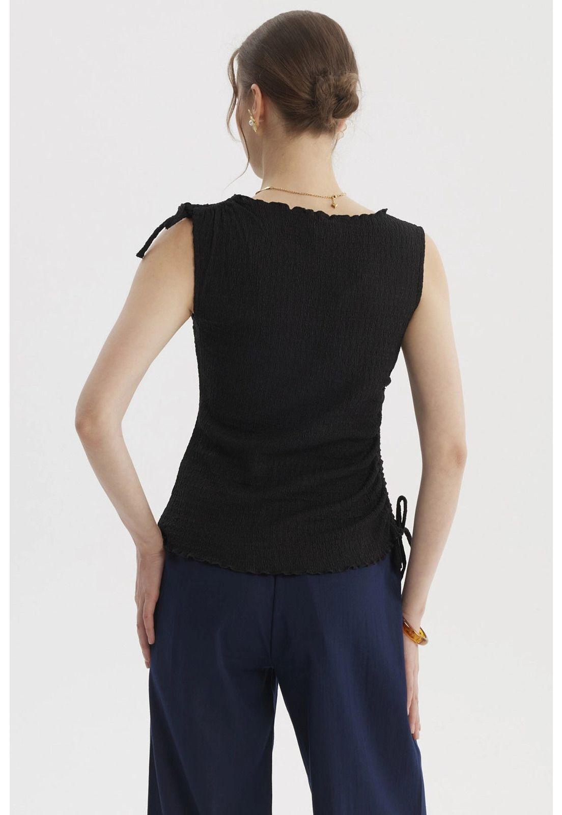 Polera Mujer Costado Amarra Negro-2