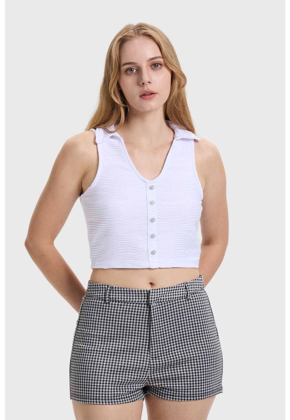 Polera Mujer Abotonada Blanco-1