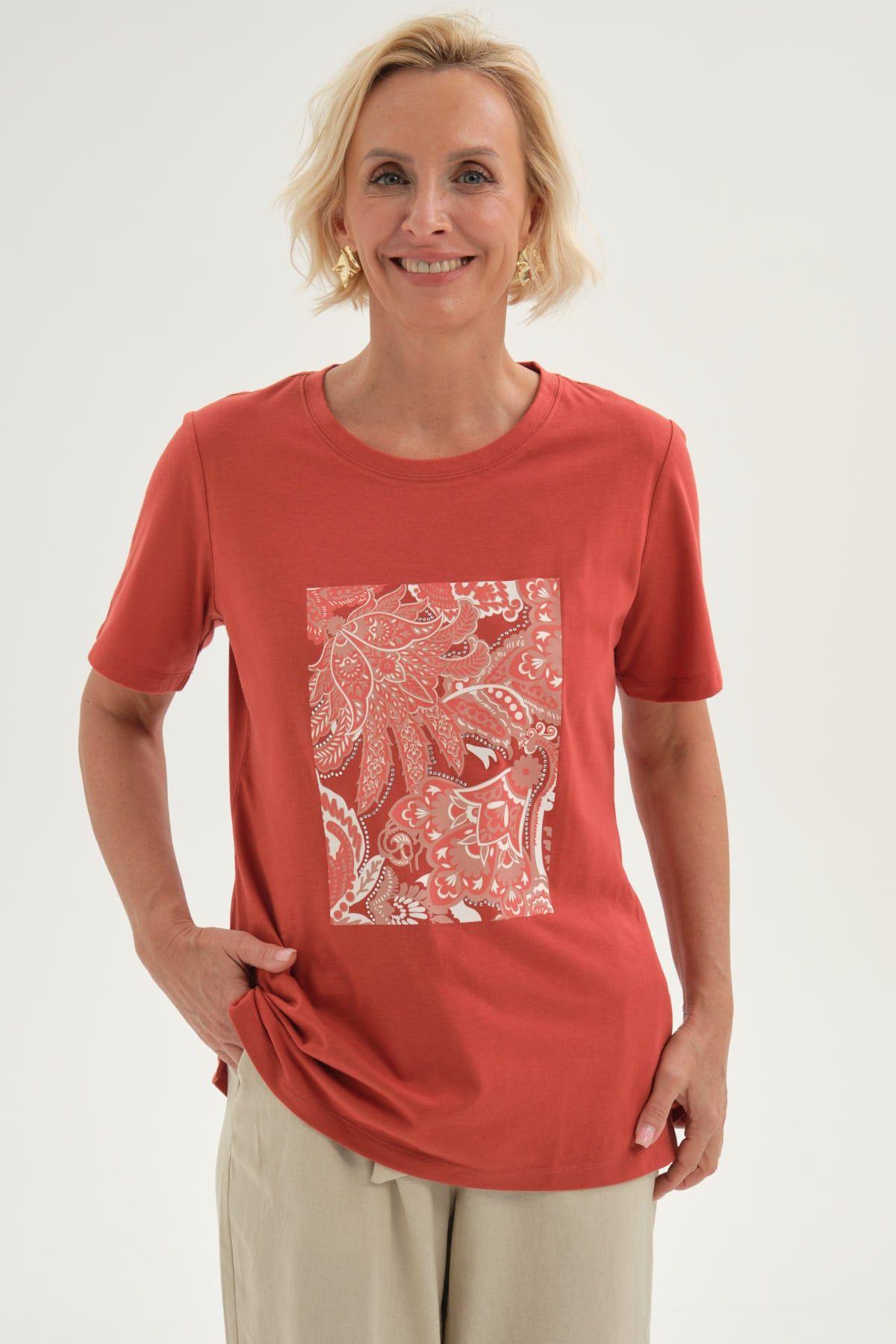 Polera Mujer Print Posicional Terracota-0