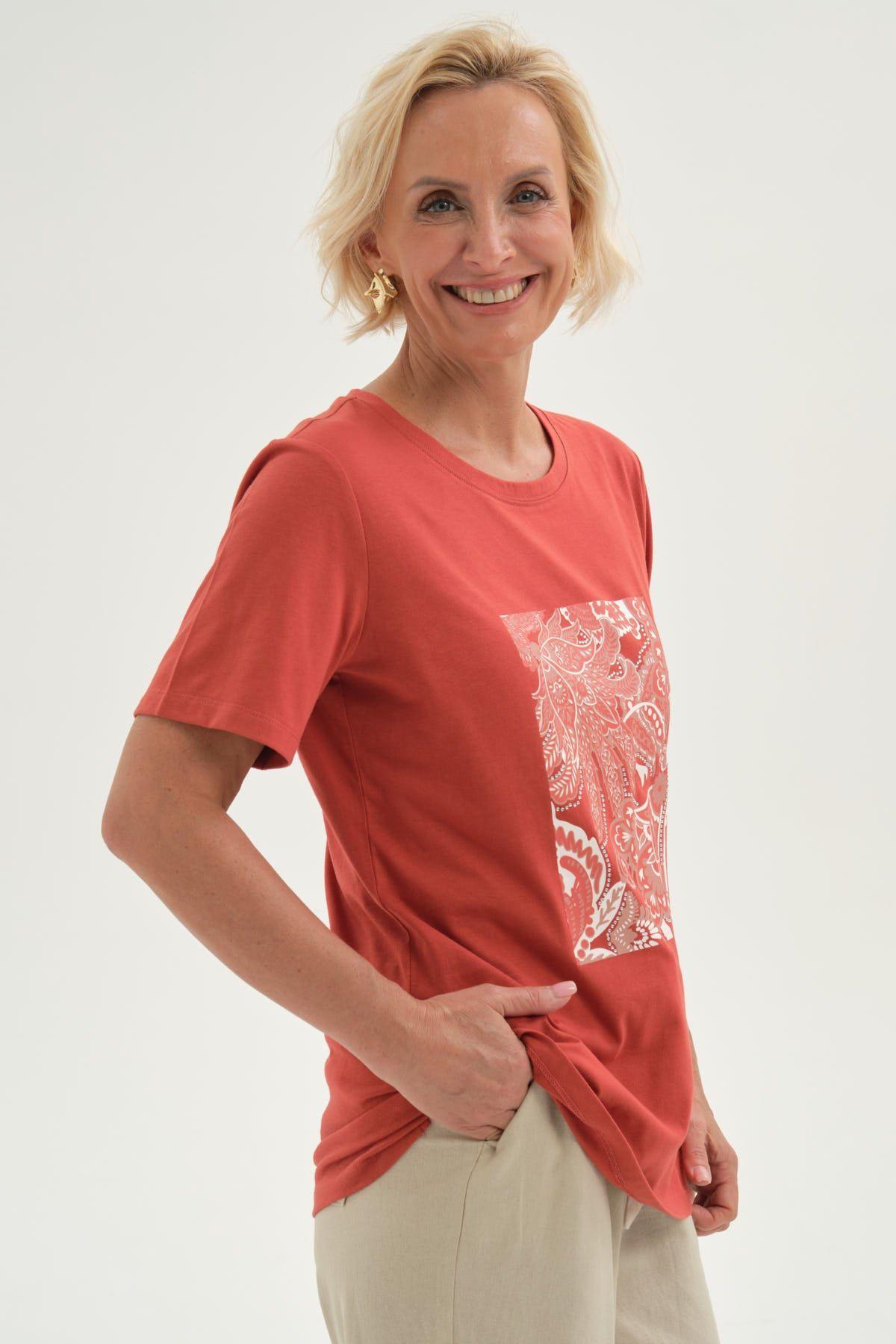 Polera Mujer Print Posicional Terracota-1