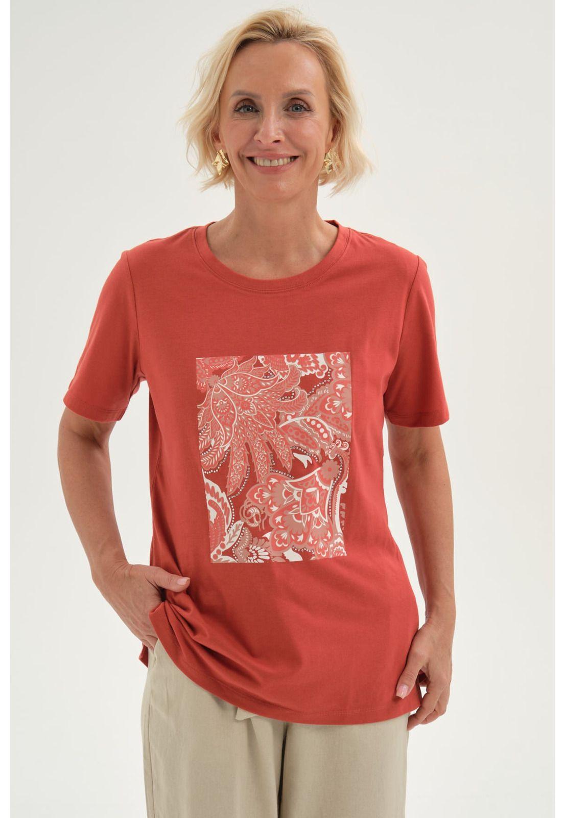 Polera Mujer Print Posicional Terracota-0