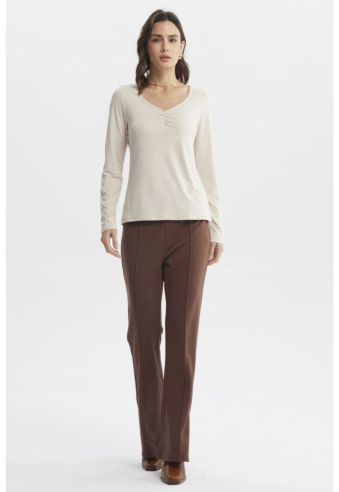 Polera Mujer Ajustado Cuello V Arena-3