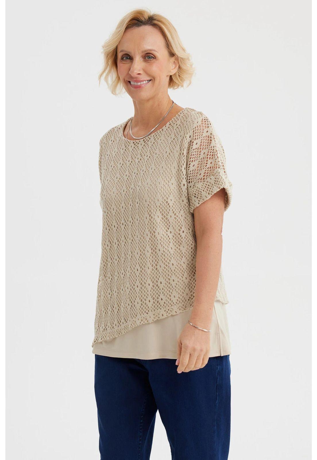 Polera Mujer Calada Beige Claro-1