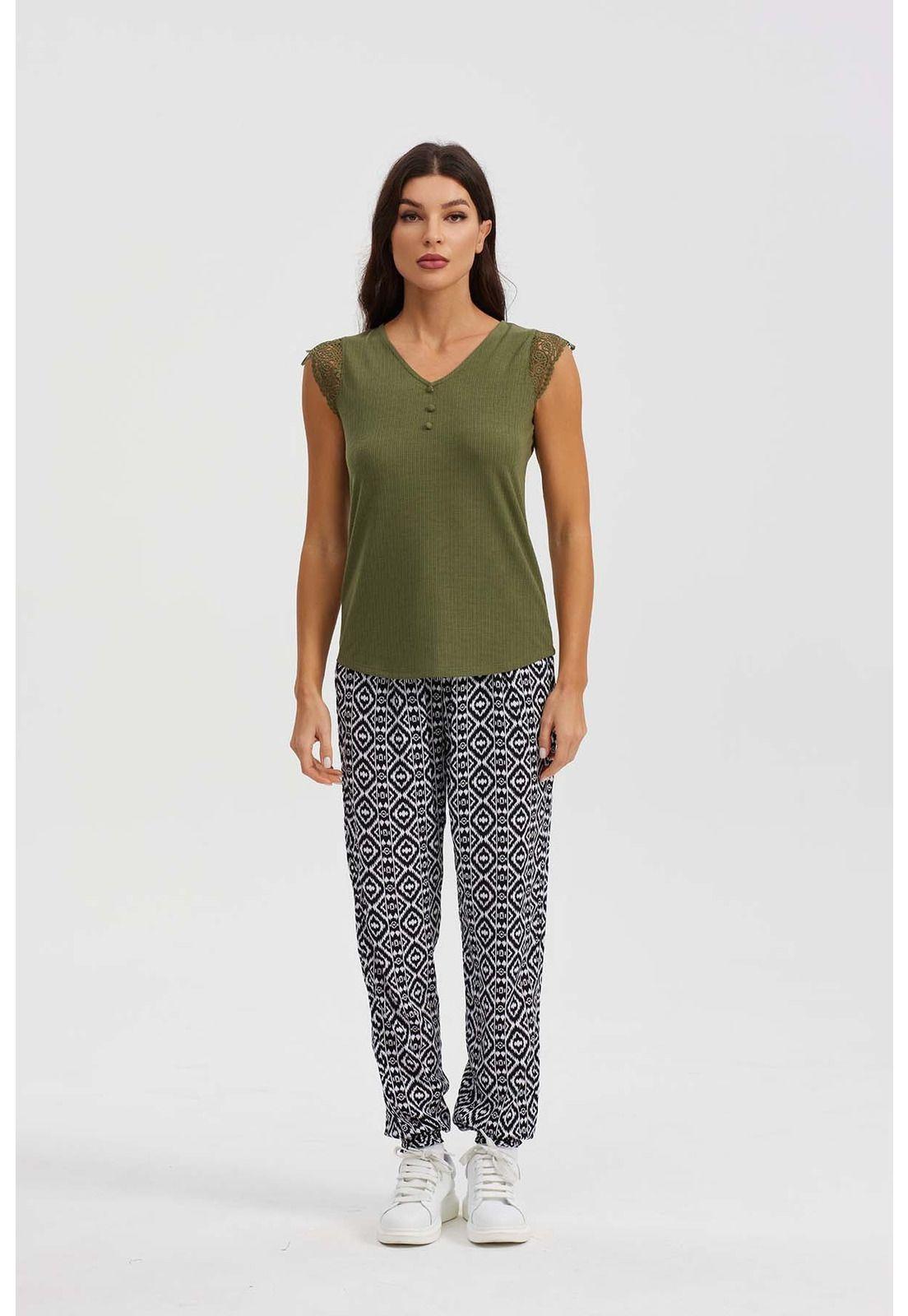 Polera Mujer Macramé Verde Musgo-3