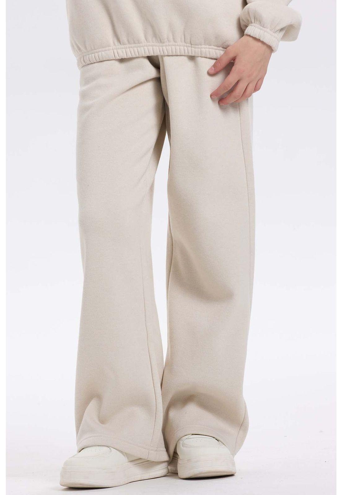 Pantalón Buzo Niña Wide Leg Brillo Beige-0