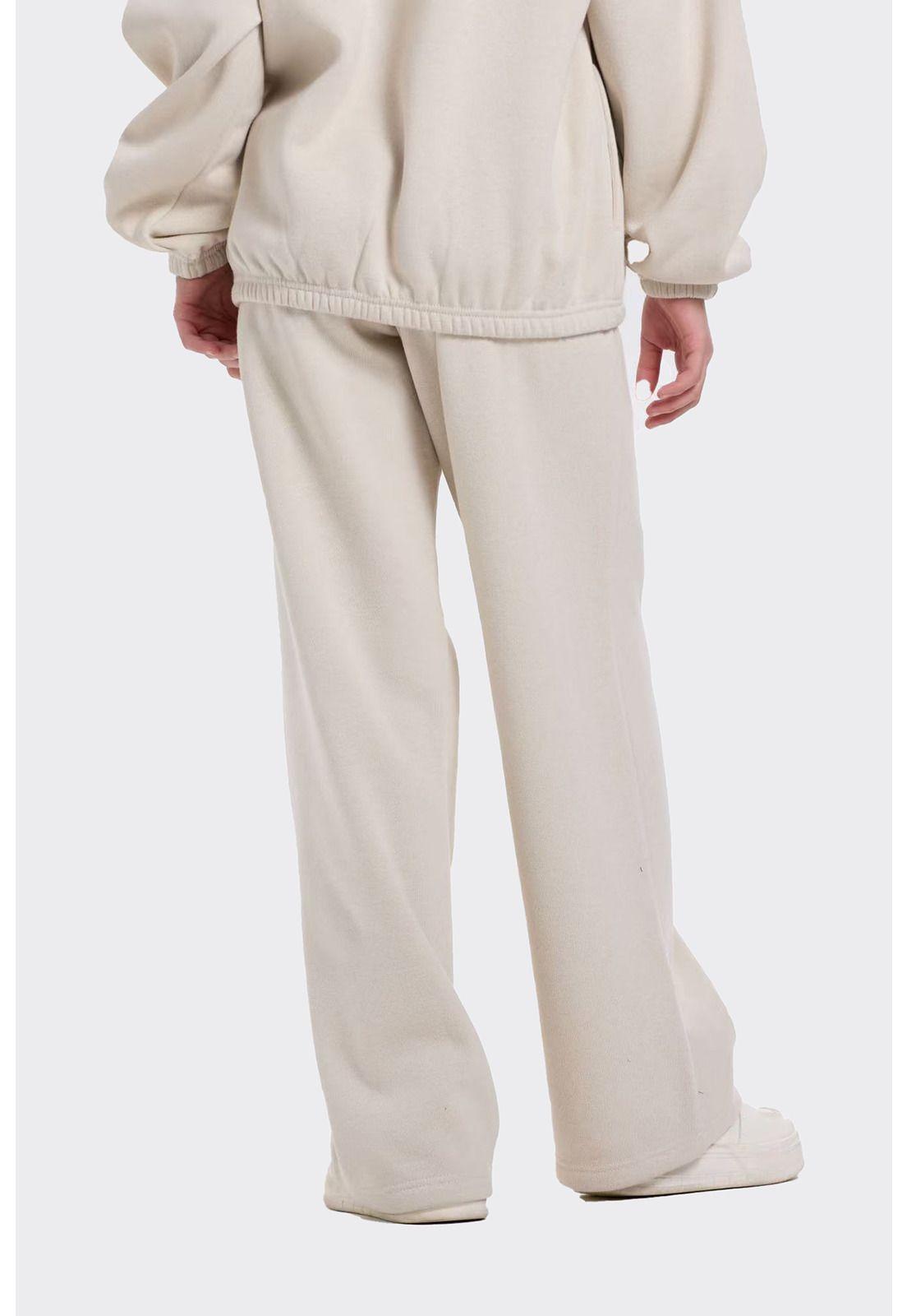 Pantalón Buzo Niña Wide Leg Brillo Beige-2