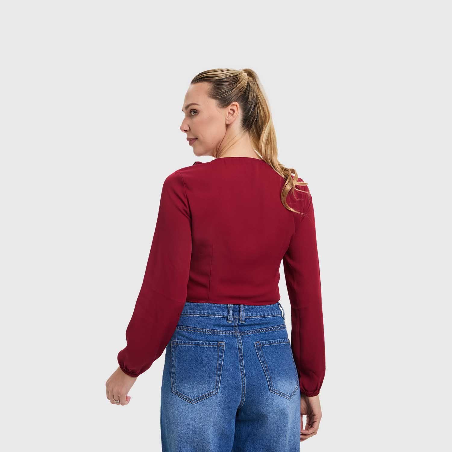 Blusa Mujer Manga Globos Burdeo Fashion's Park-2