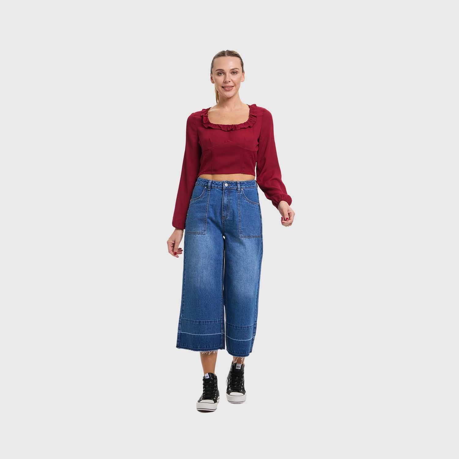 Blusa Mujer Manga Globos Burdeo Fashion's Park-3