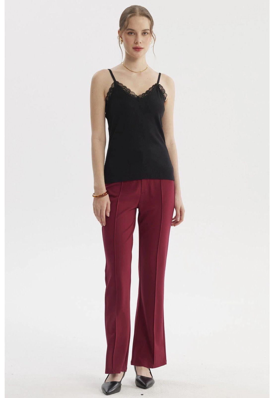 Polera Peto Mujer Pabilo Escote Con Encaje Negro-3