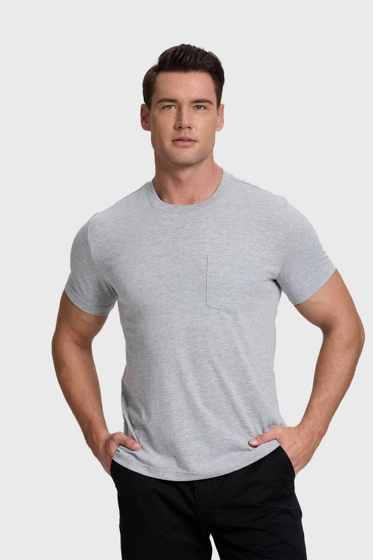 Polera Hombre Básica Con Bolsillo Gris-1
