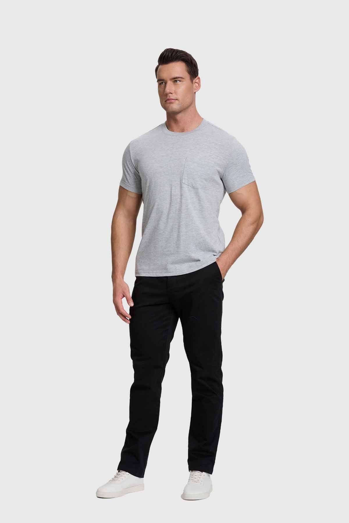 Polera Hombre Básica Con Bolsillo Gris-3