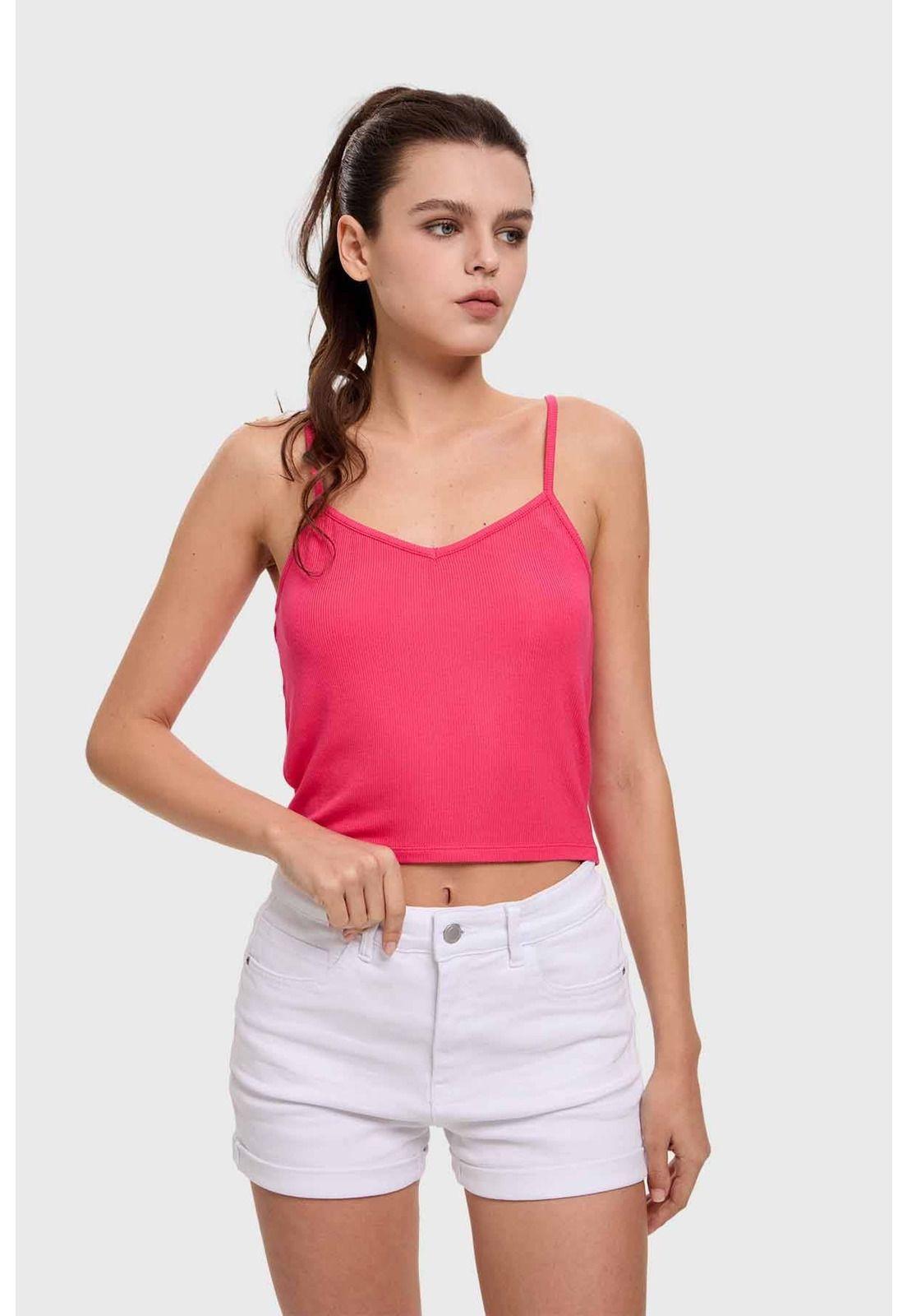Polera Mujer Pabilo Crop Magenta-1