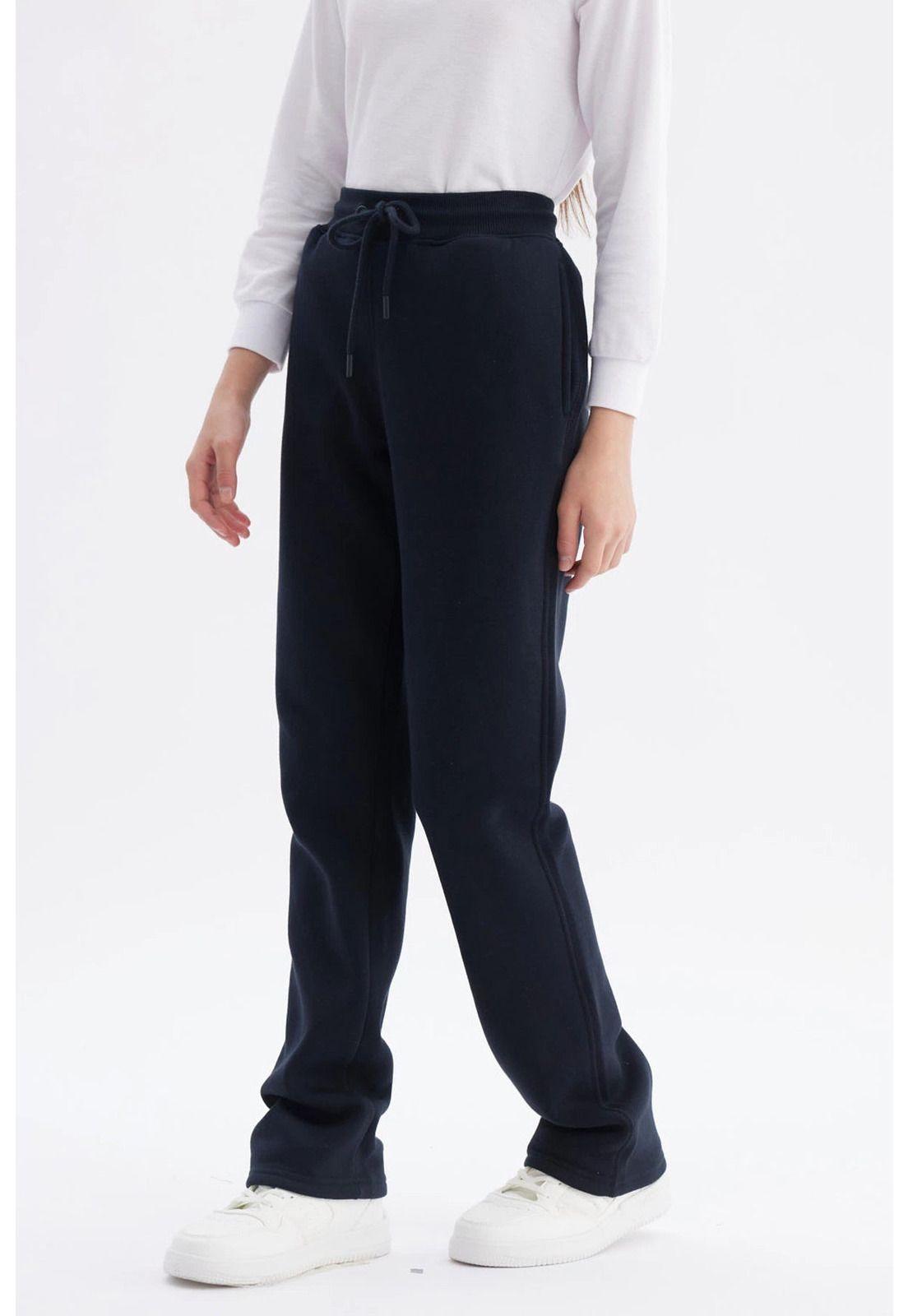 Pantalón Buzo Niña Calce Recto Slim Azul Marino-1