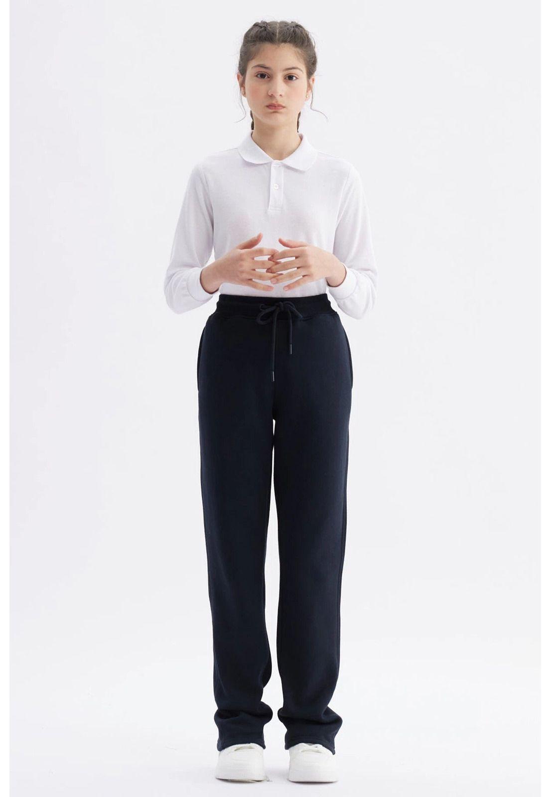 Pantalón Buzo Niña Calce Recto Slim Azul Marino-3