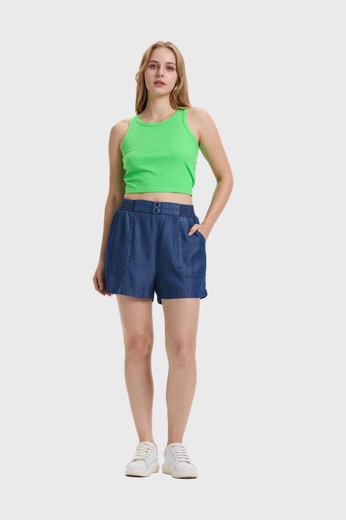 Polera Mujer Sudadera Verde Flúor-3