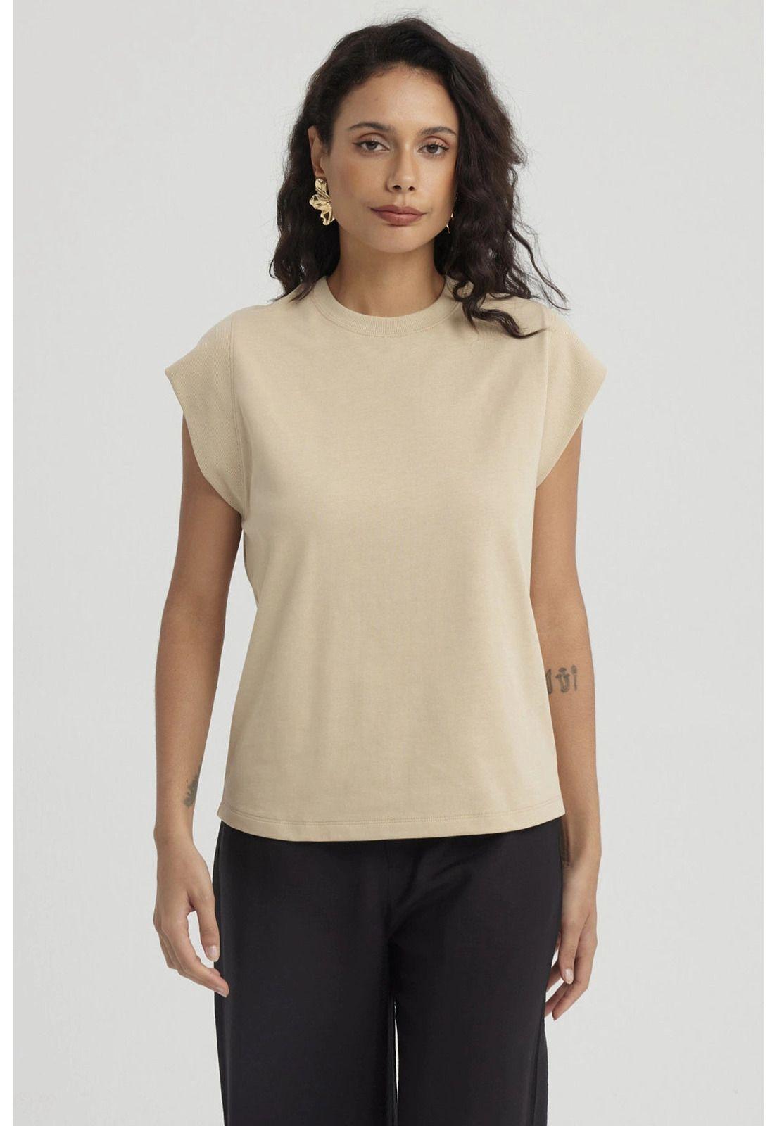 Polera Mujer Aplicación Rib Beige Claro-0
