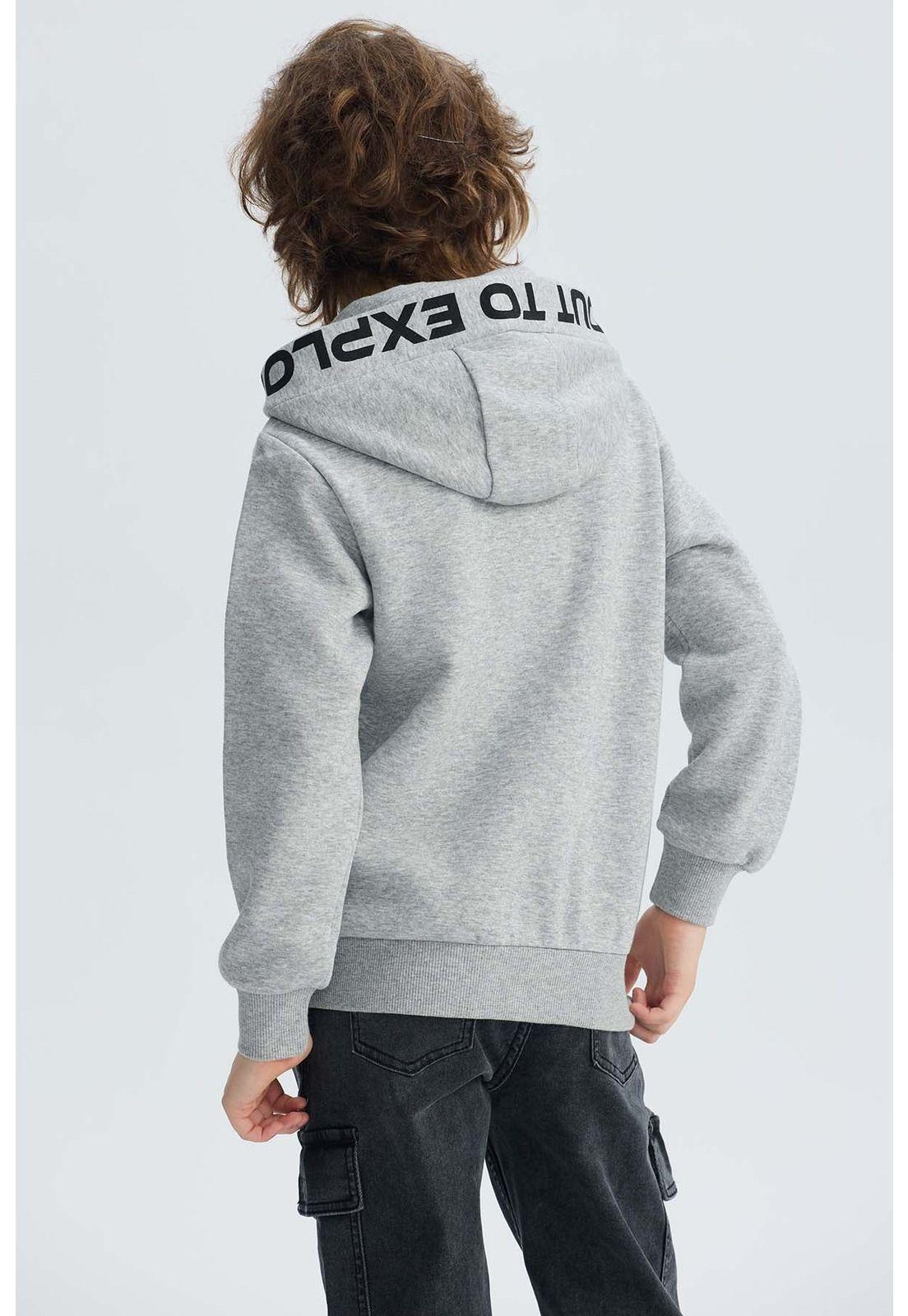 Polerón Niño Con Cierre Gris Melange-2