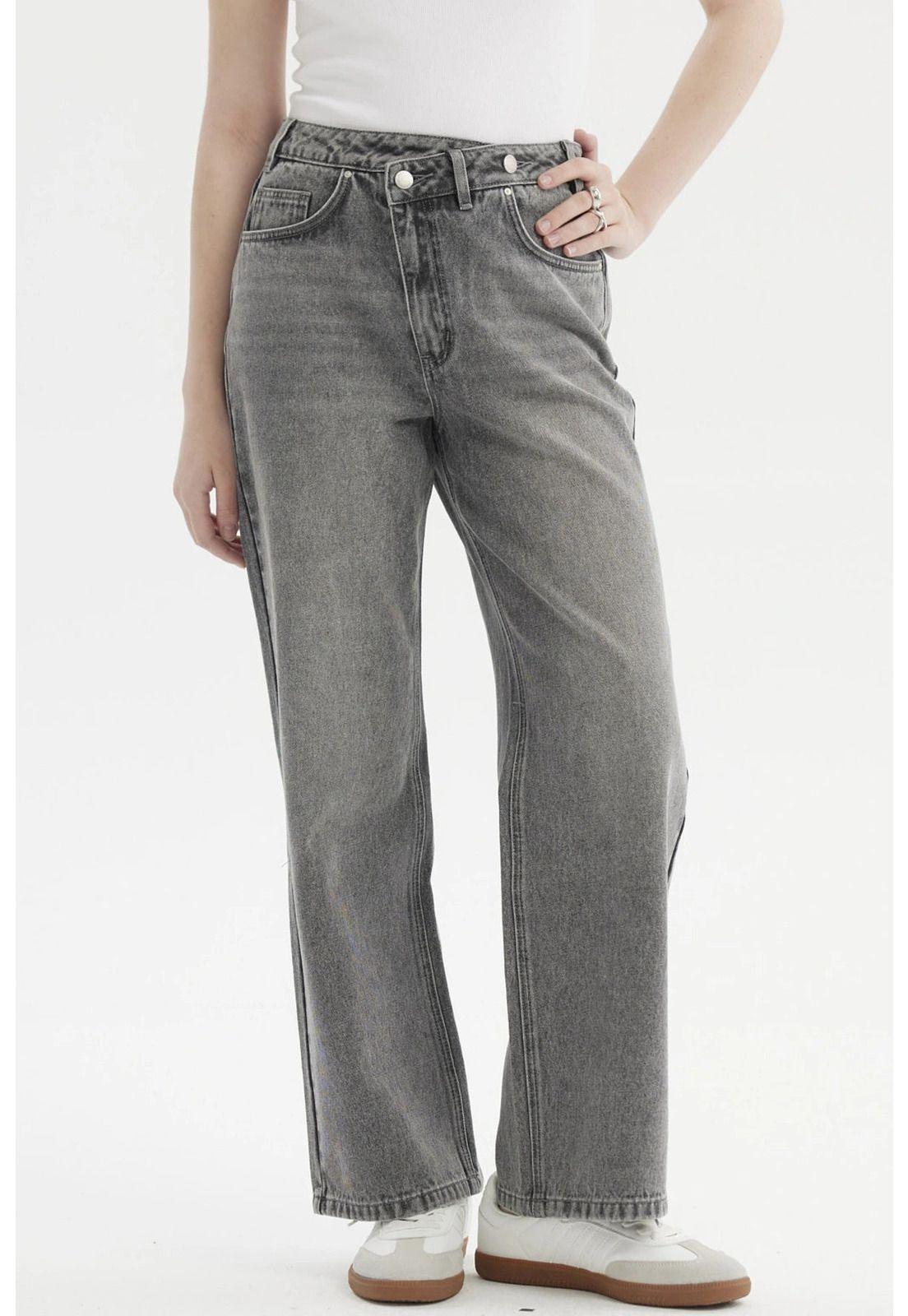 Jeans Mujer Calce Recto Gris-0