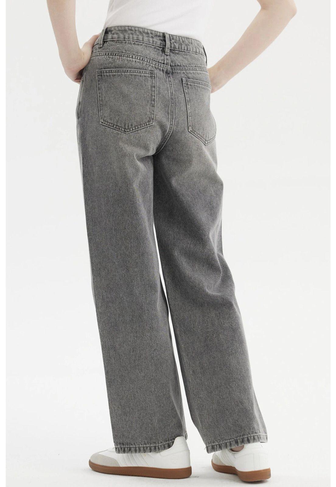 Jeans Mujer Calce Recto Gris-2