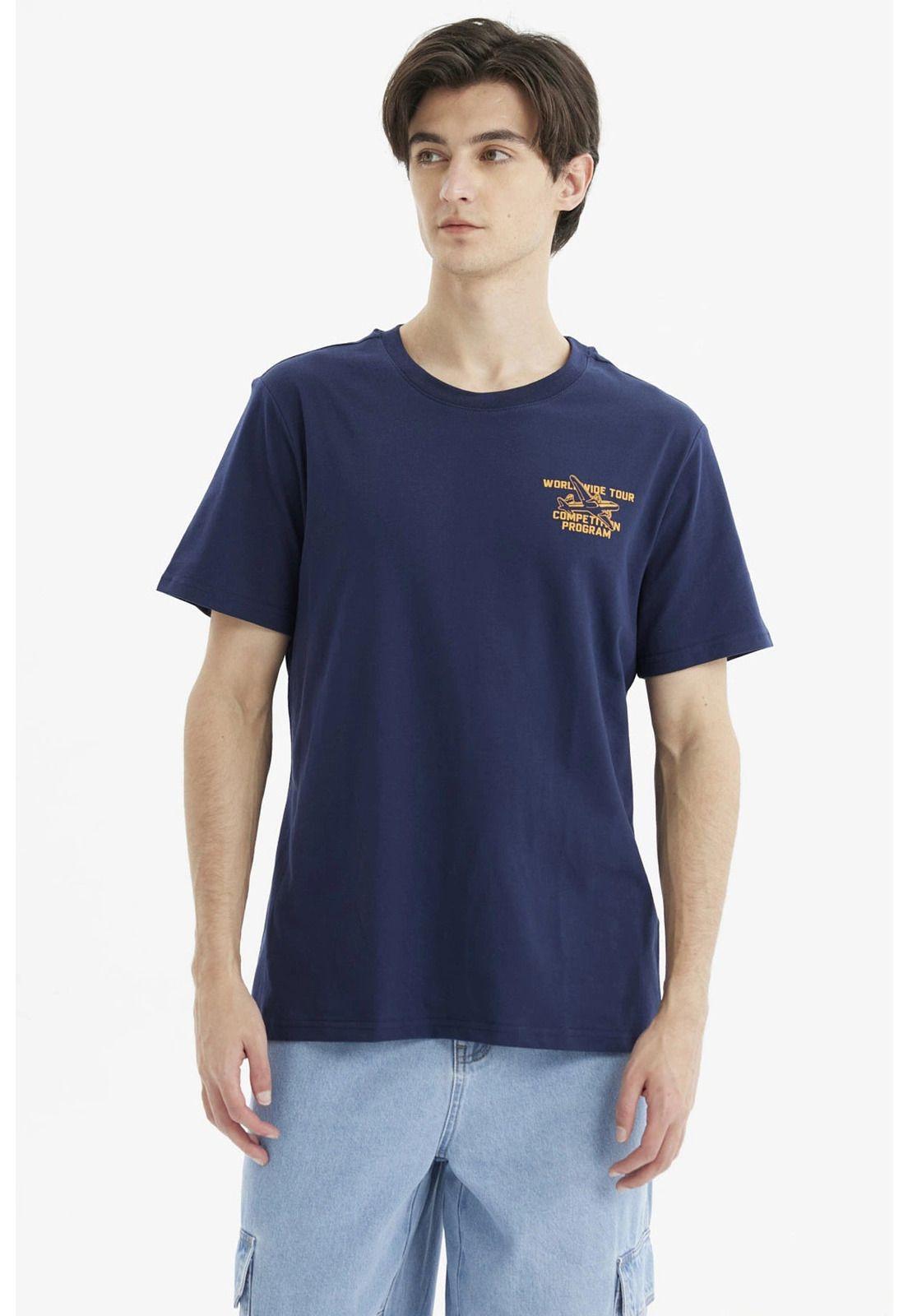 Polera Hombre Doble Print Trasero Azul-0