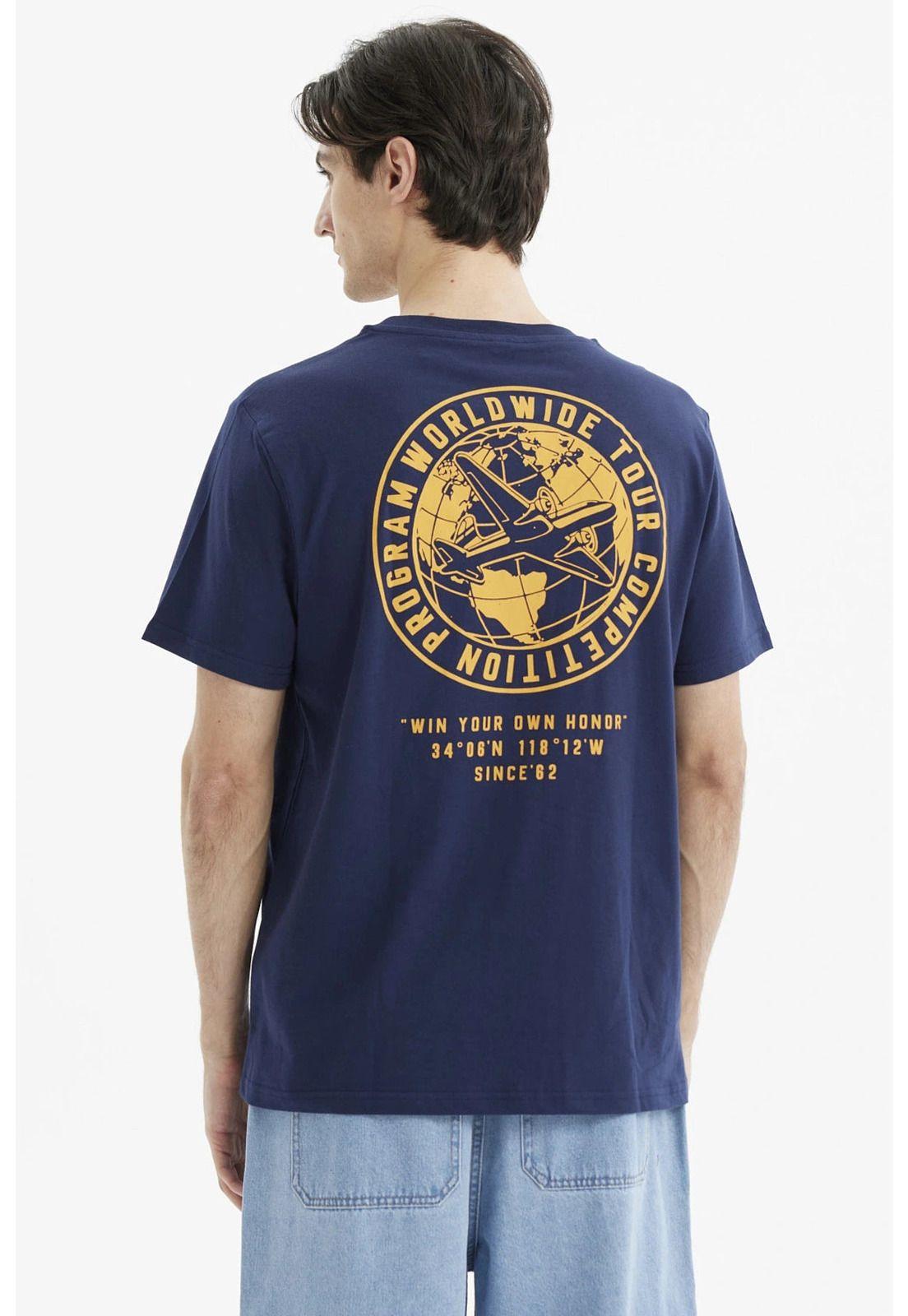 Polera Hombre Doble Print Trasero Azul-1