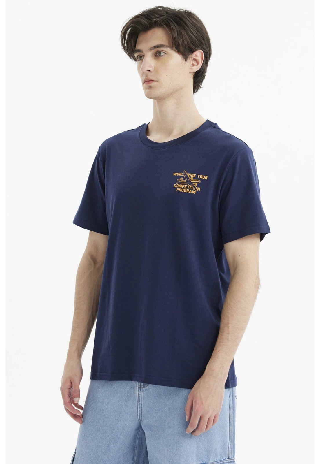 Polera Hombre Doble Print Trasero Azul-2