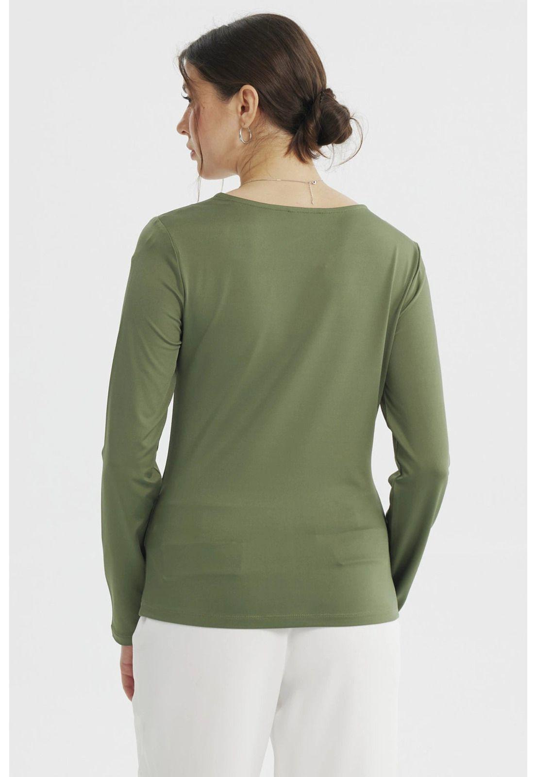 Polera Mujer Asimétrico Verde Olivo-2