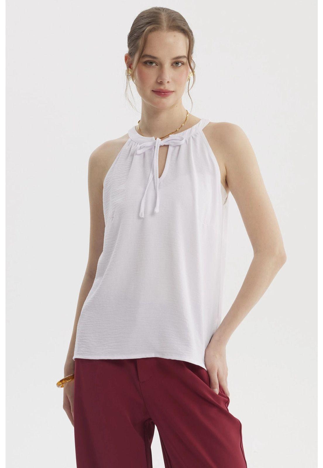 Blusa Mujer Escote Cruzado Blanco-0