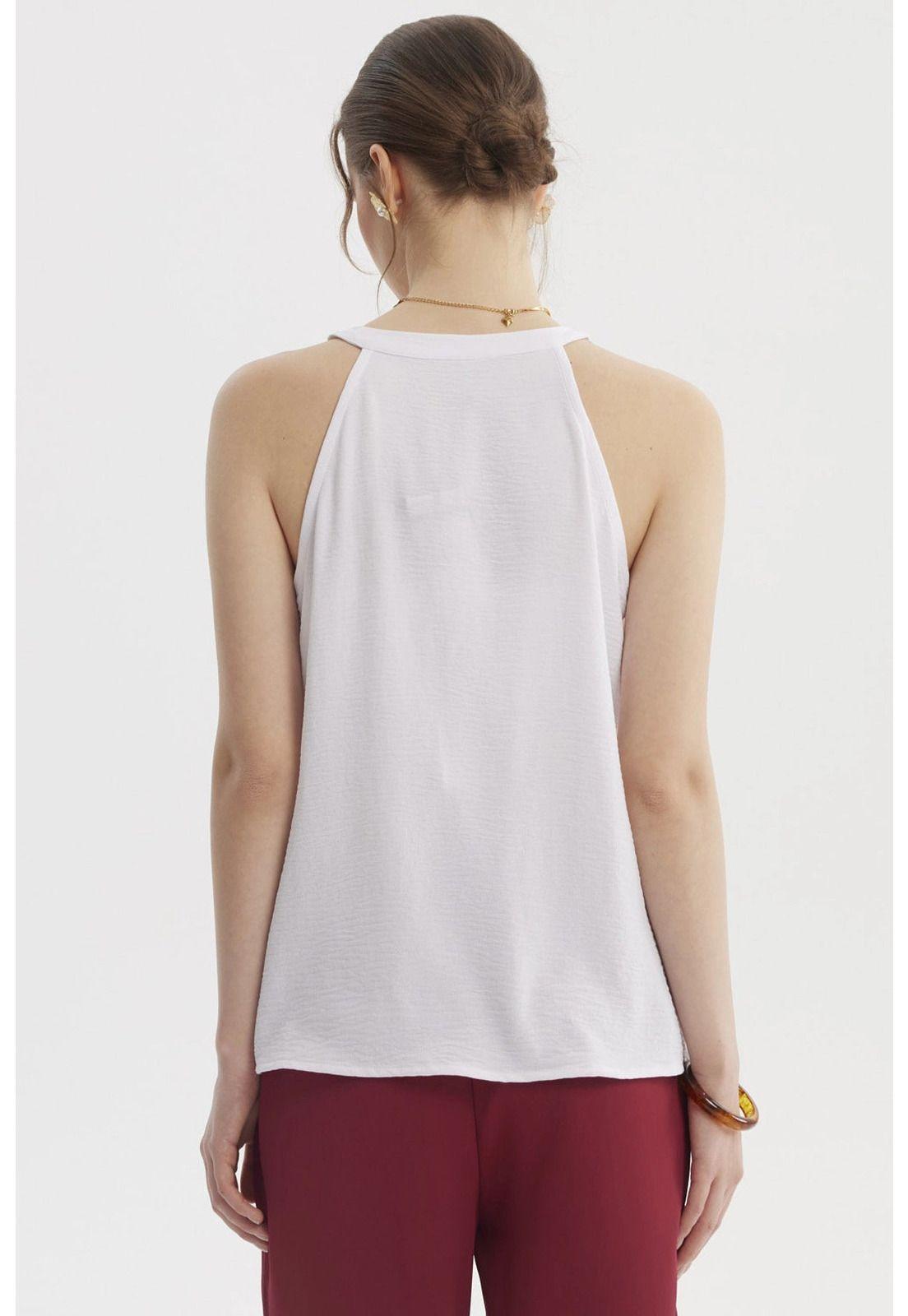 Blusa Mujer Escote Cruzado Blanco-2