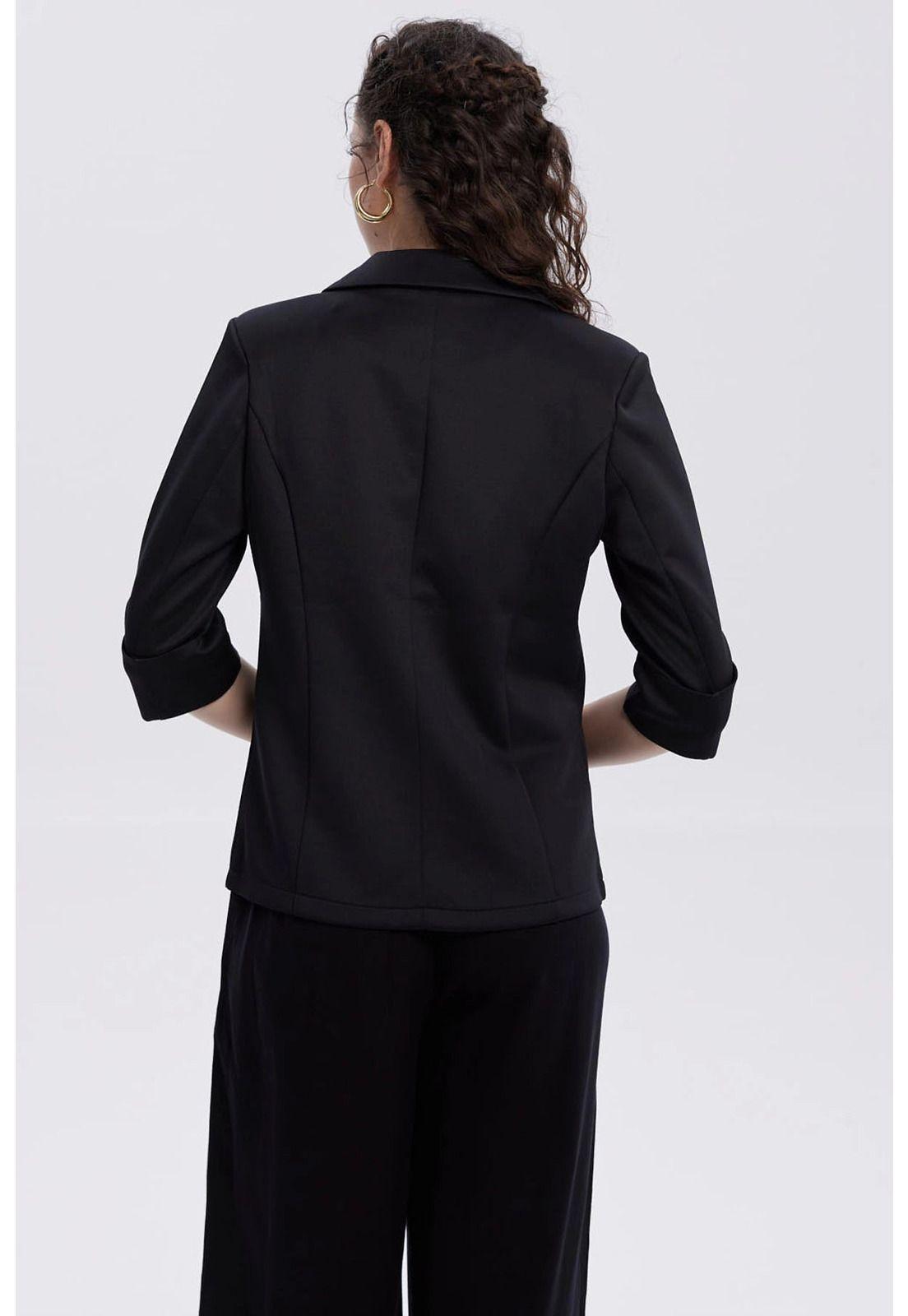 Blazer Mujer Tope Ruedo Negro-2