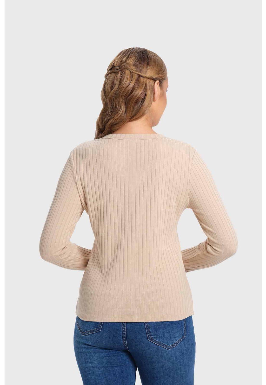 Polera Mujer Rib Beige - ll-2