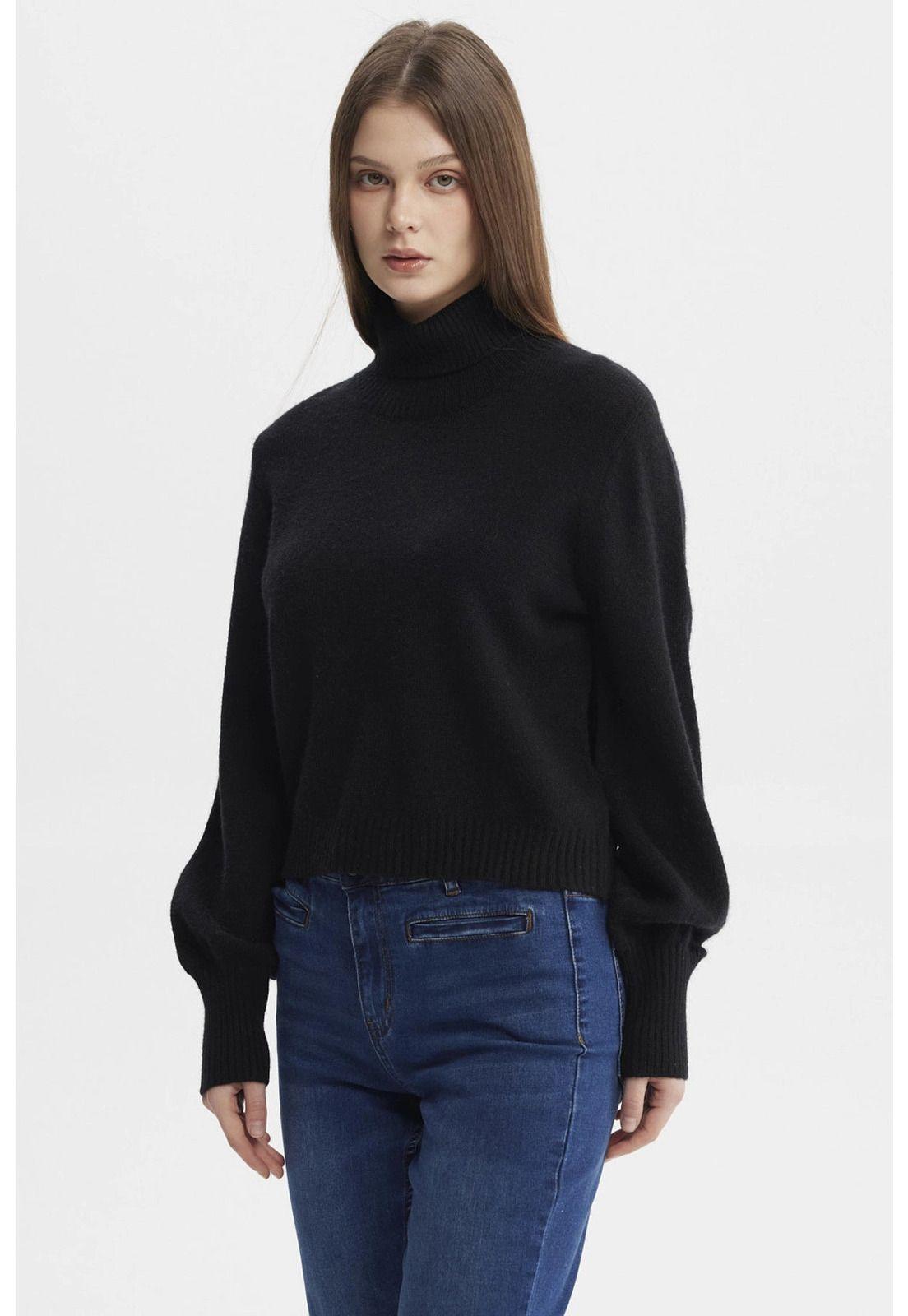 Sweater Mujer Chenille Negro - lV-1