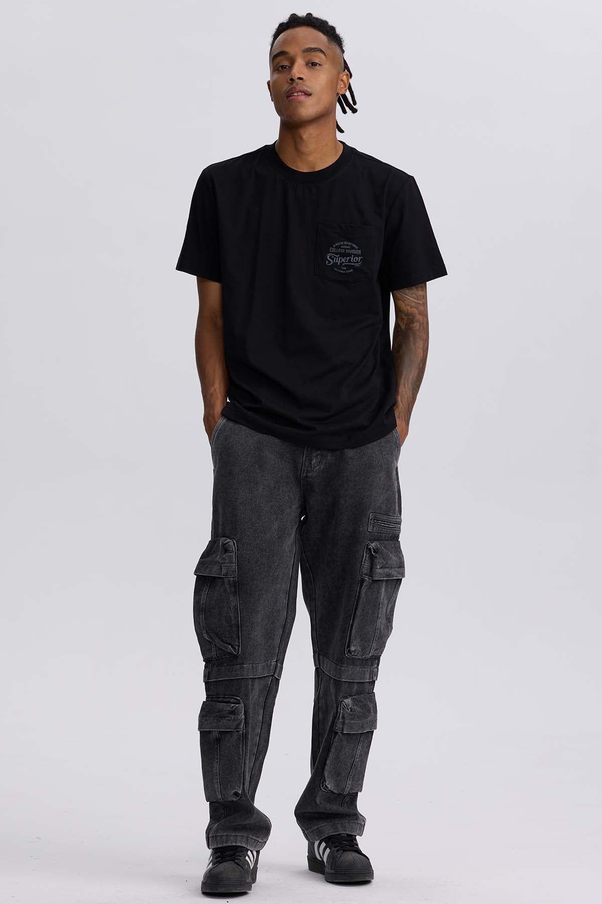 Polera Hombre Bolsillo Contraste Negro-3