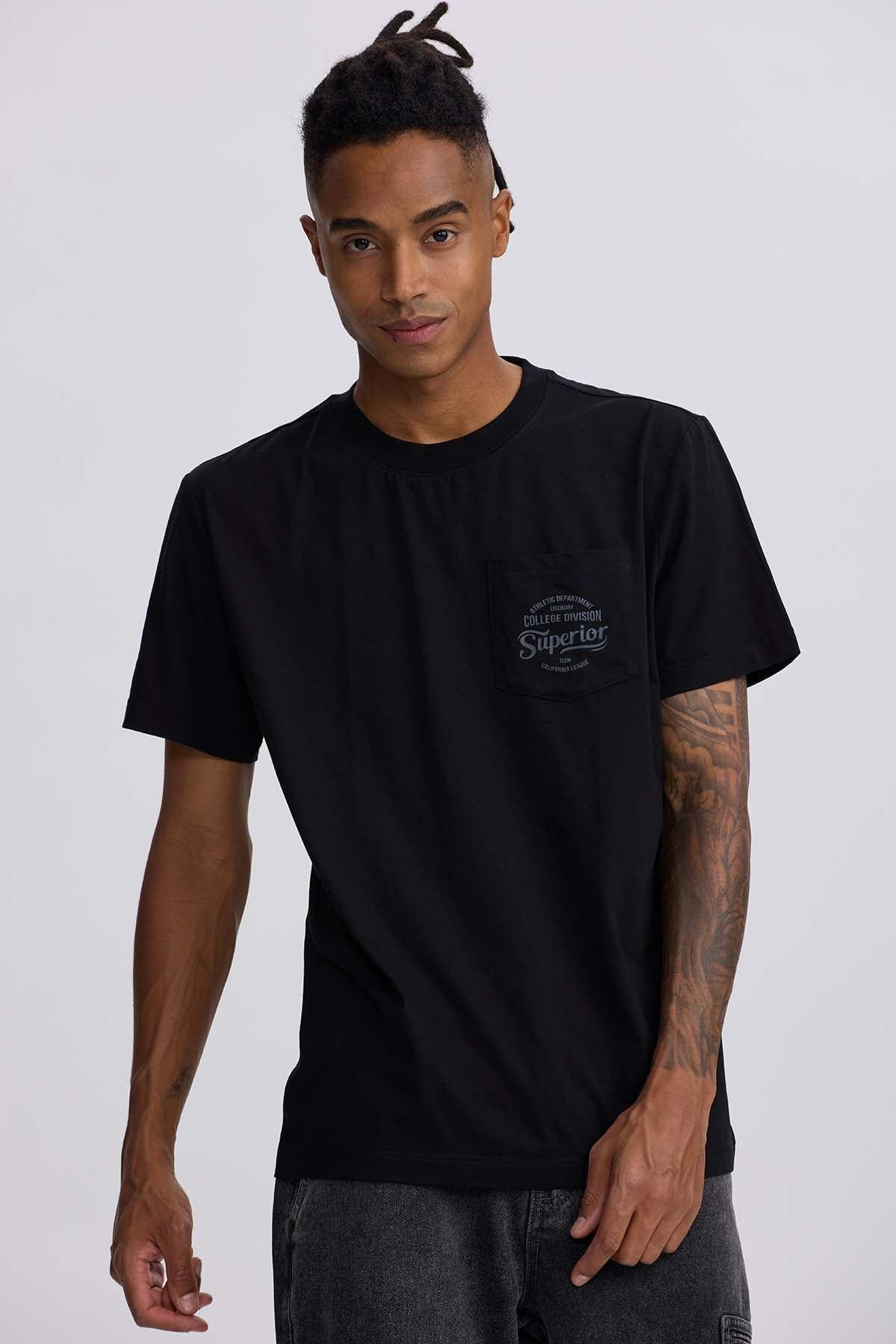 Polera Hombre Bolsillo Contraste Negro-1