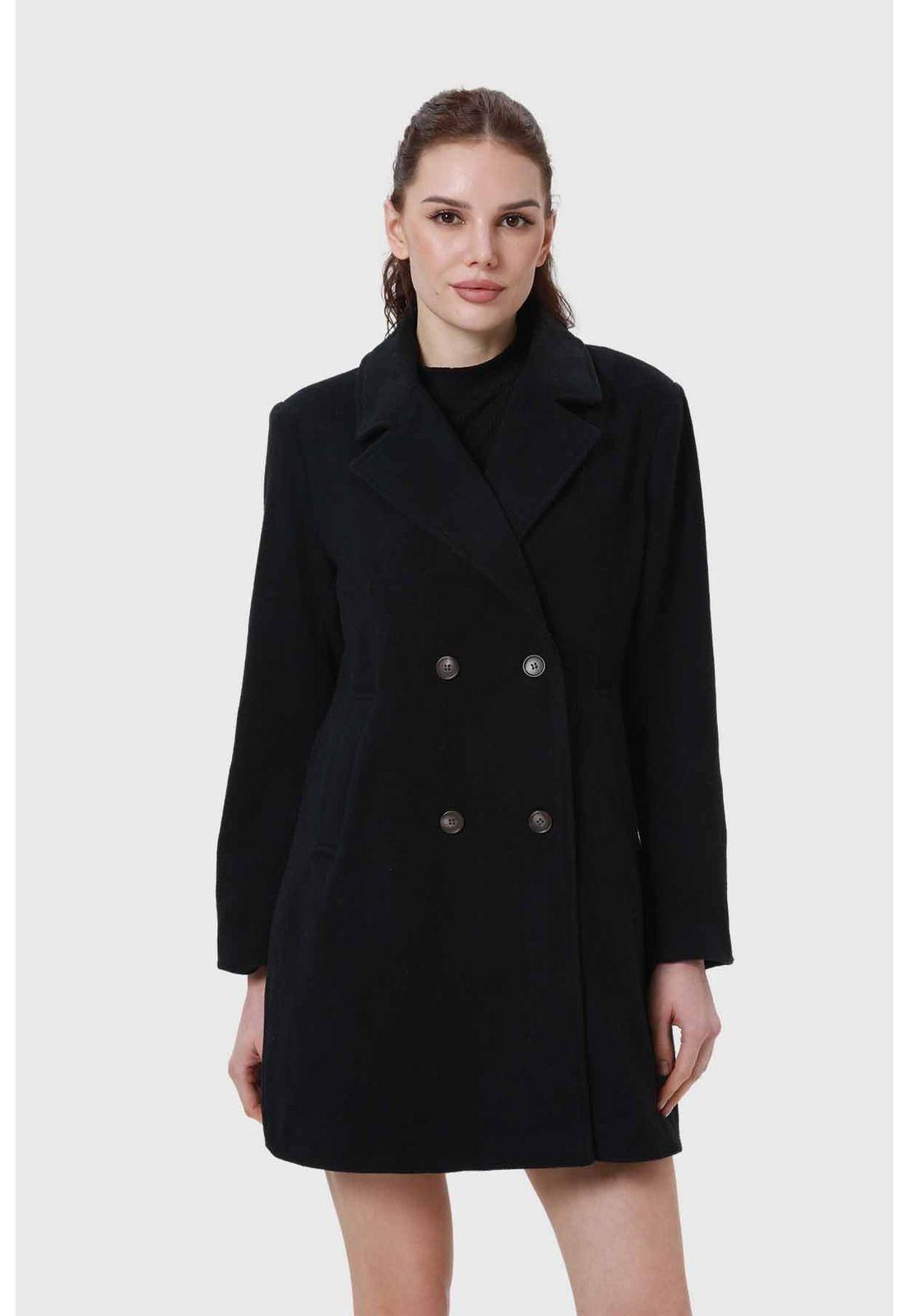 Abrigo Mujer Paño Negro-0