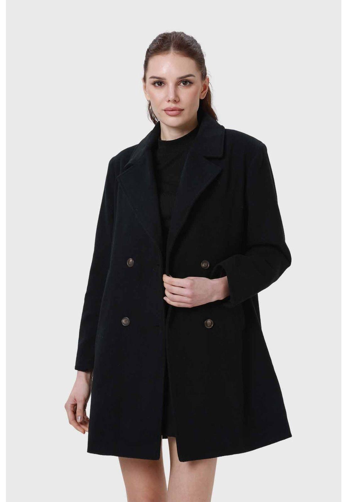 Abrigo Mujer Paño Negro-1
