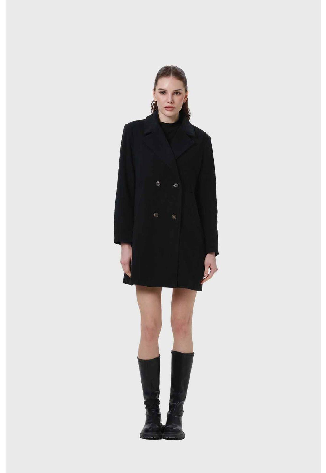 Abrigo Mujer Paño Negro-3