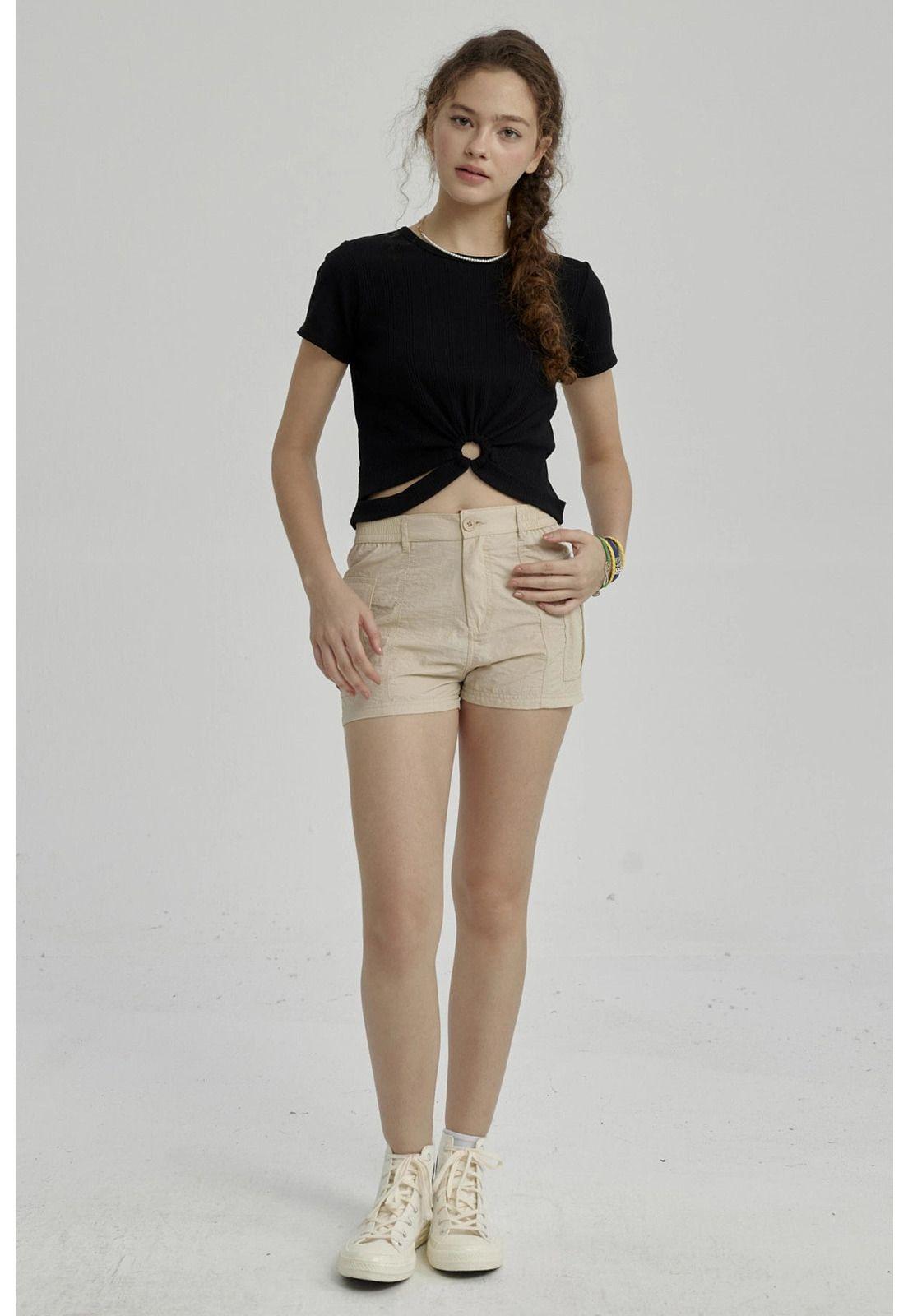 Short Niña Cargo Taslan Beige-3