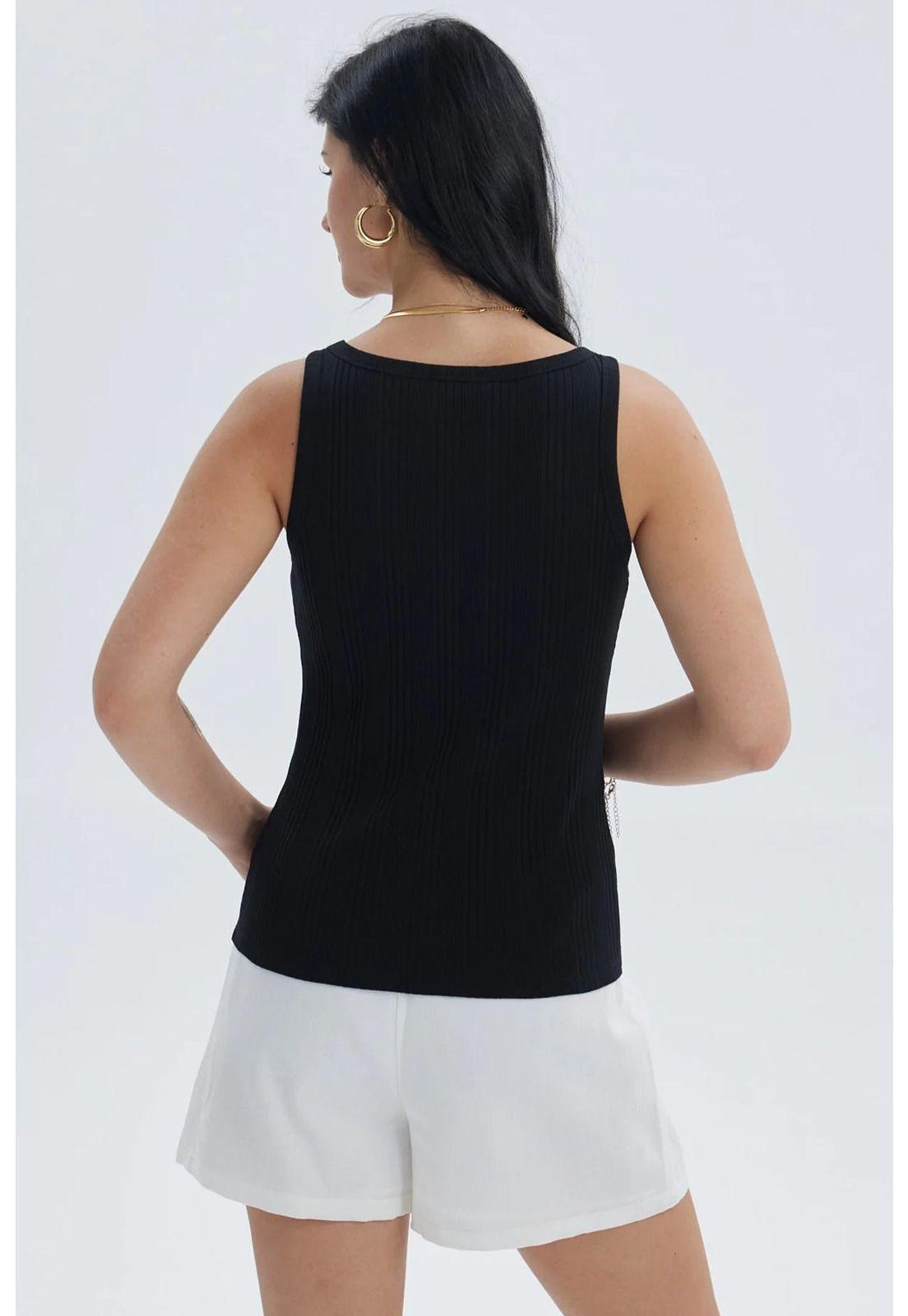 Polera Mujer Rib Lisa Negro - ll-2