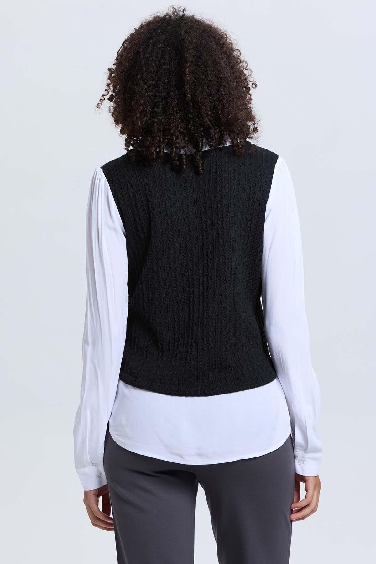 Sweater Mujer Casual Blusa Negro-2