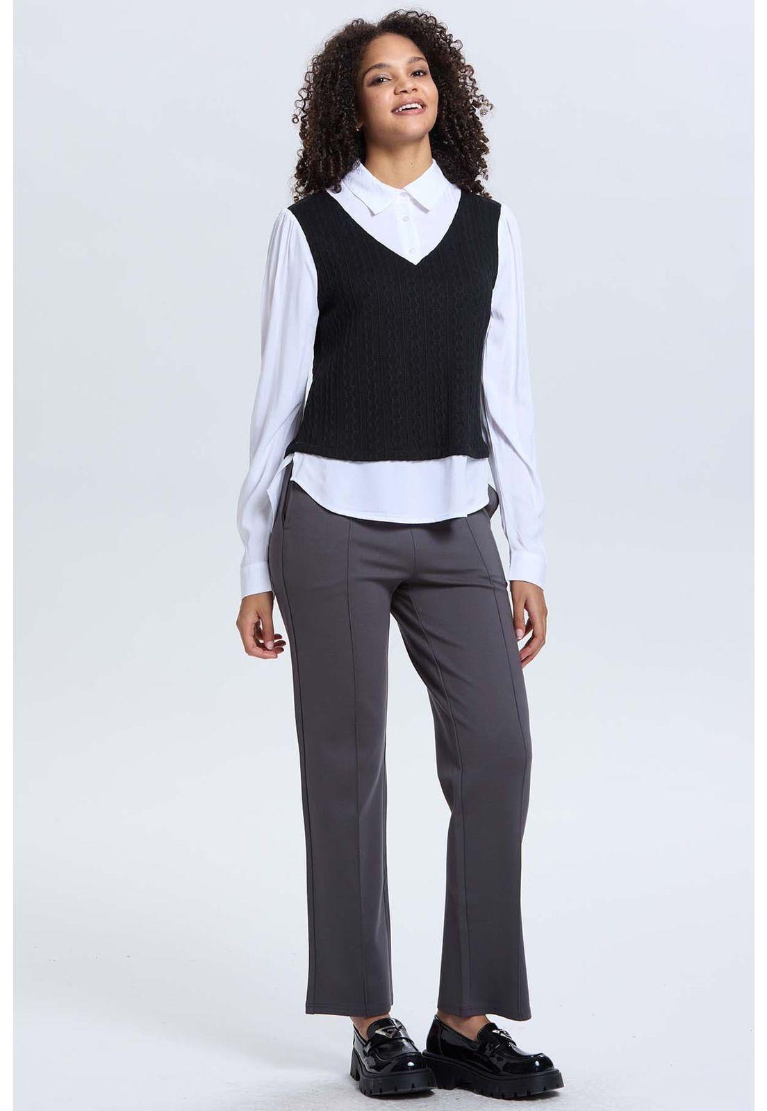 Sweater Mujer Casual Blusa Negro-3