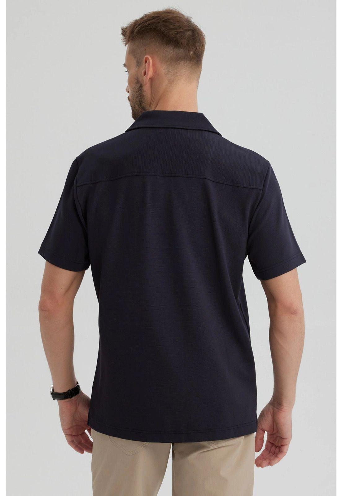 Camisa Hombre Textura Azul Marino-2
