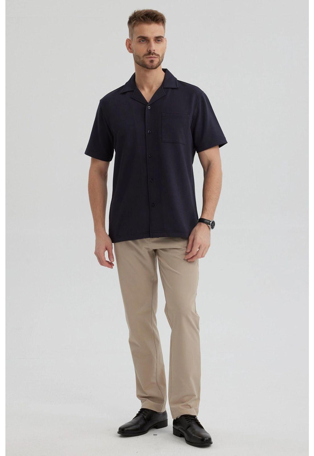 Camisa Hombre Textura Azul Marino-3