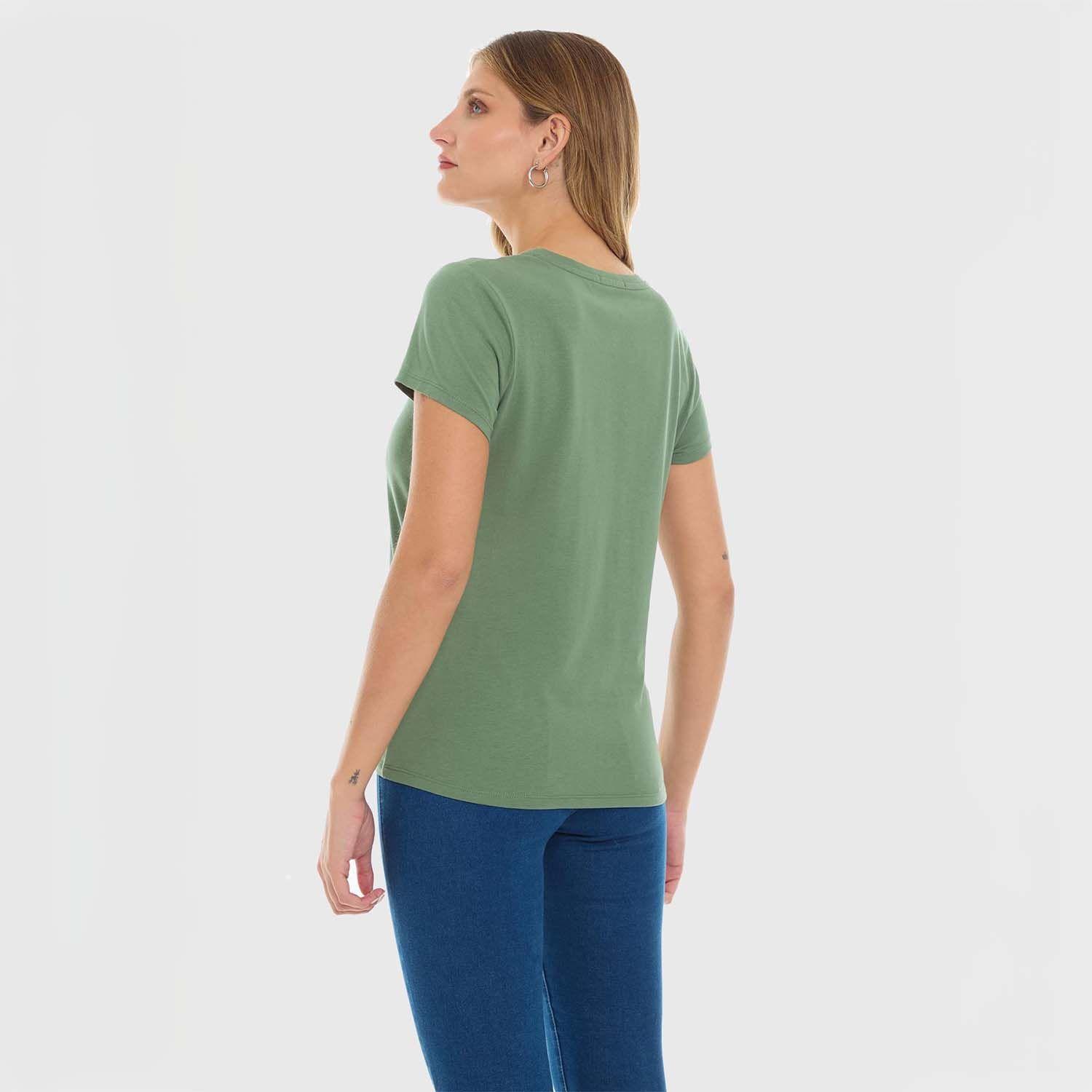 Polera Mujer Básica Print Verde Militar Fashion's Park-2