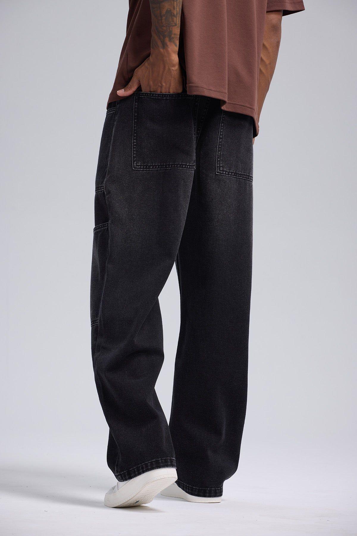 Jeans Hombre Relajado Con Parche Negro-2