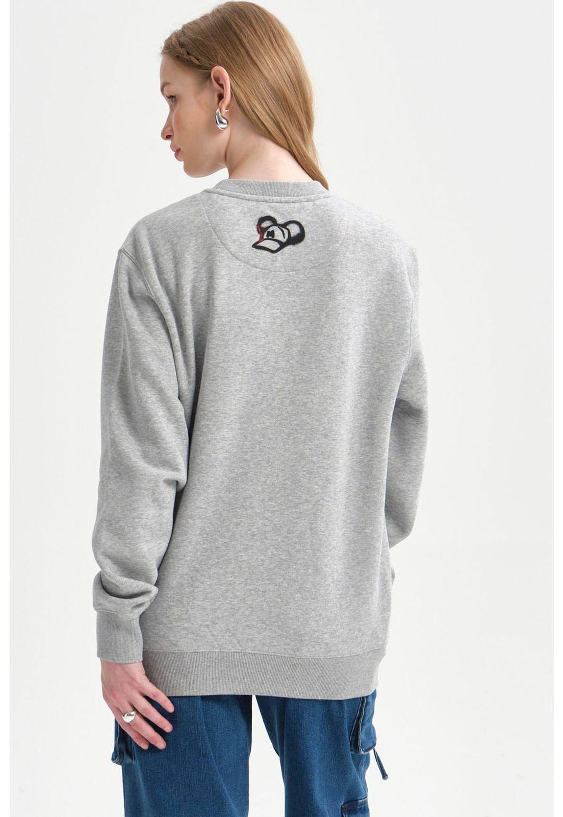 Polerón Mujer Mickey Gris Melange-2