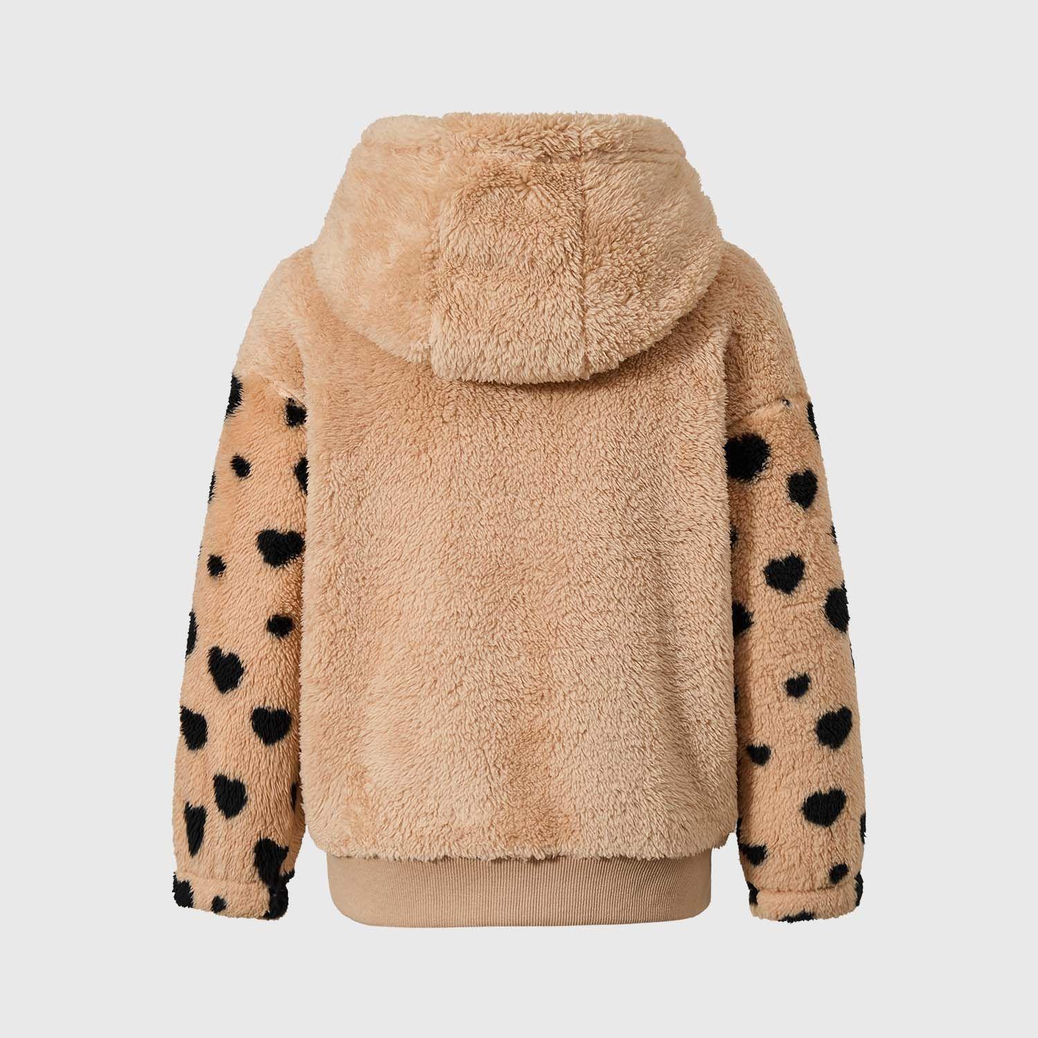 Polar Niña Peludo Con Print Manga Beige-1